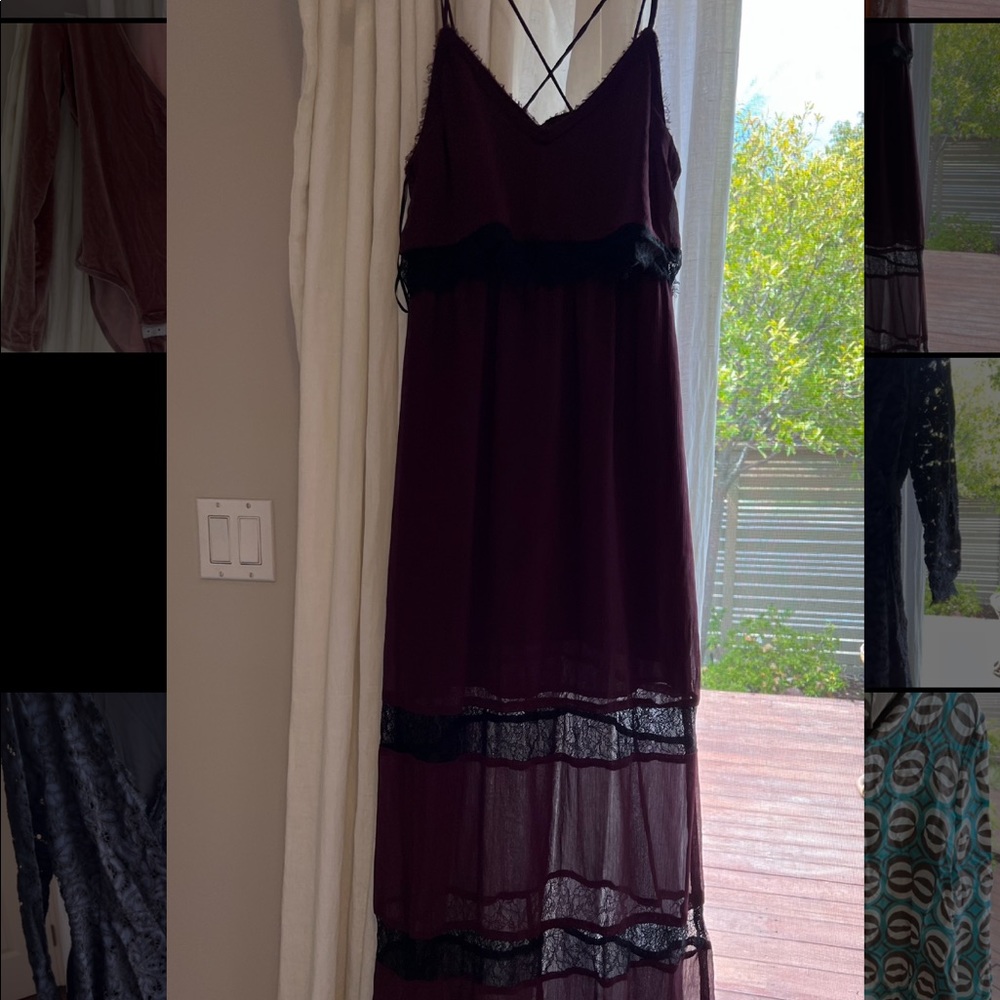 H&M long maroon dress